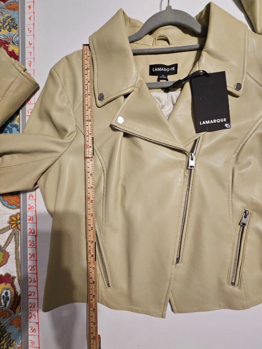 Lamarque Monica Sage Faux Leather Moto Jacket Size XL